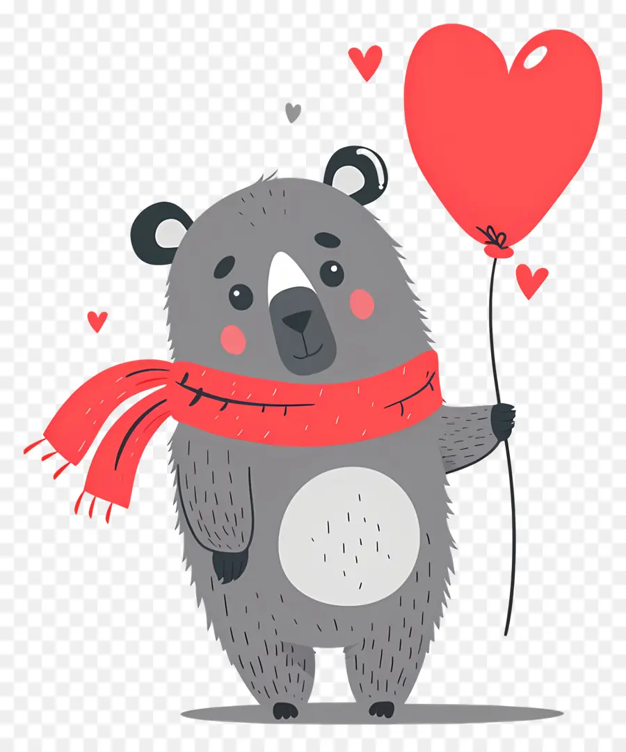 Ours Mignon，Ours Mignon Avec Ballon Coeur PNG