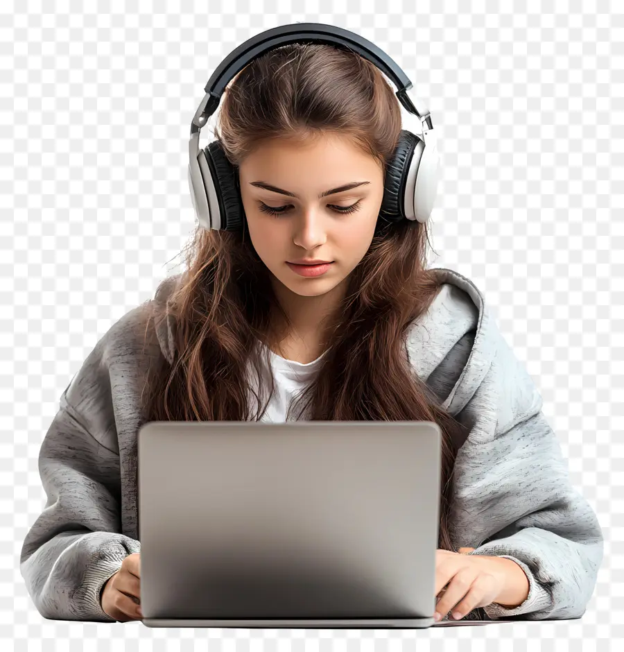 Cours Informatique Fille Étudiant Réel，Femme Avec Ordinateur Portable PNG