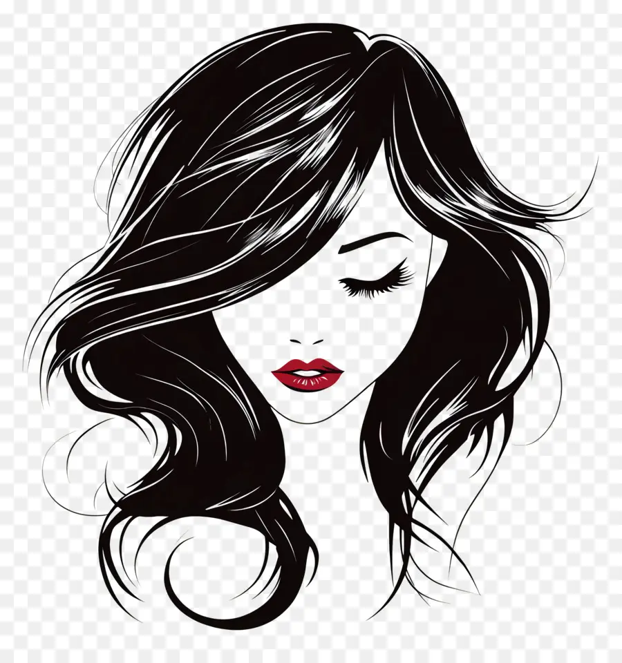 Fille Cheveux，Illustration De Cheveux Noirs PNG