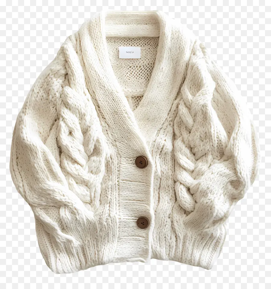 Cardigan，Cardigan En Maille Torsadée Blanc PNG