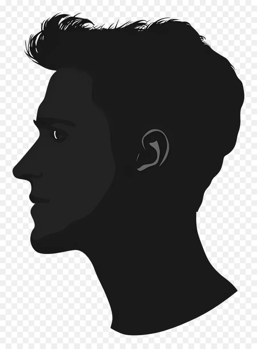 Silhouette De Tête D'homme，Silhouettes Simples PNG