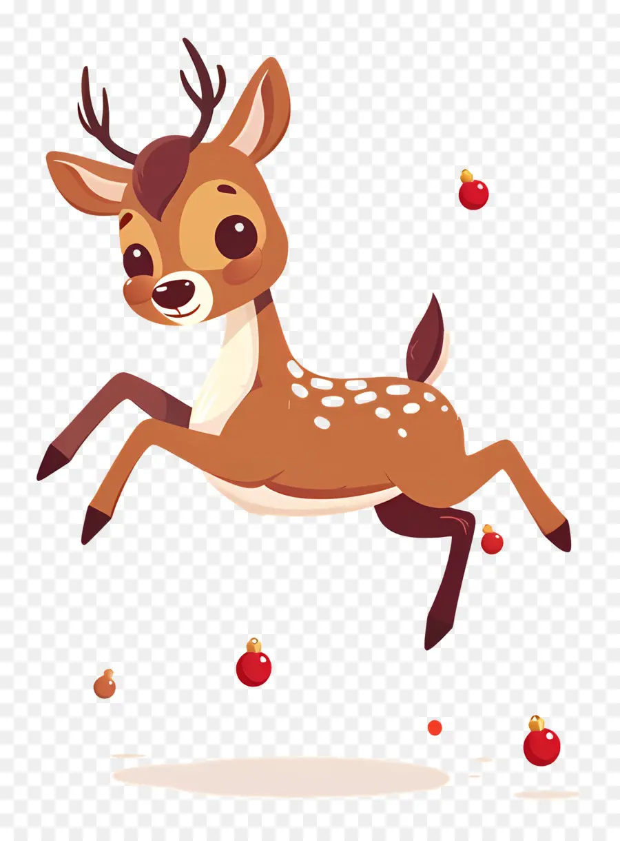 Cerf De Noël，Renne Sautant Avec Des Ornements PNG