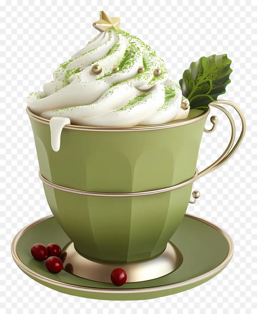 Matcha Latté，Coupe Matcha Festive PNG