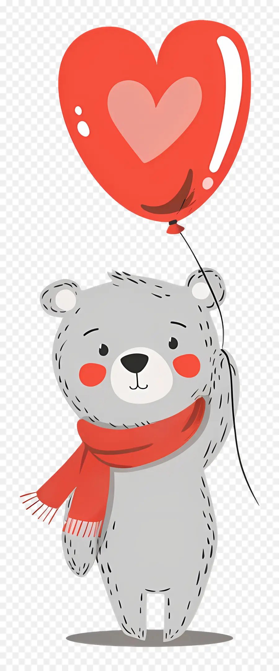 Ours Mignon，Ours Gris Avec Ballon Coeur PNG