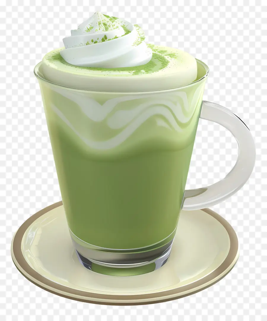 Matcha Latté，Boisson Crémeuse Verte PNG