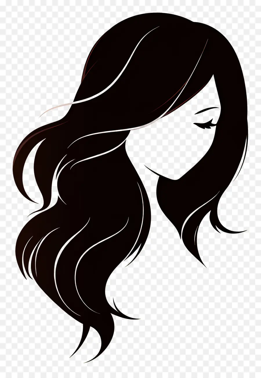 Fille Cheveux，Silhouette De Femme Aux Cheveux Longs PNG