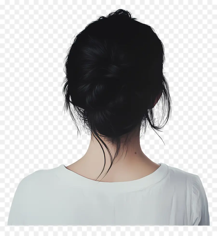 Fille Cheveux，Chignon Noir PNG