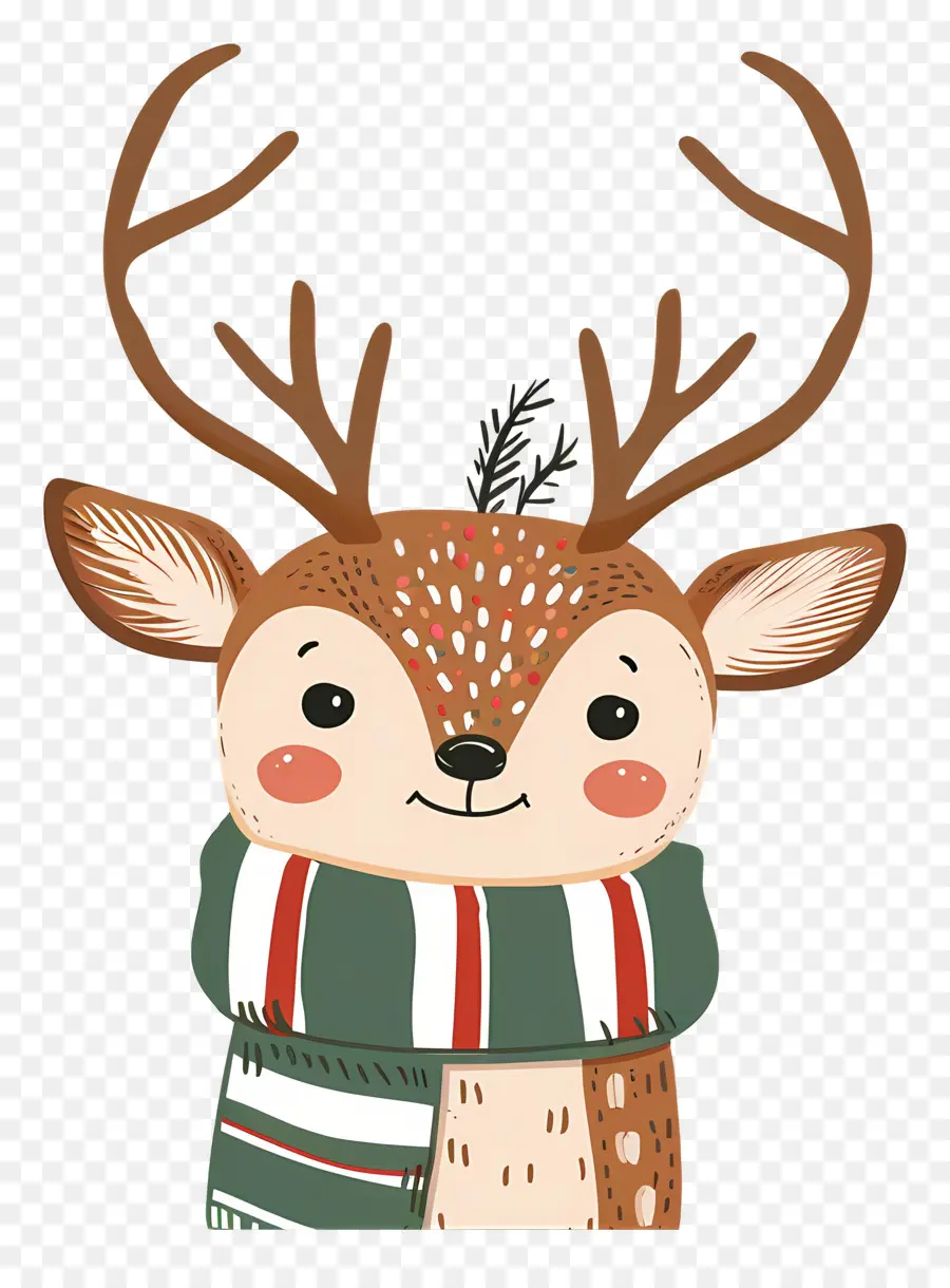 Cerf De Noël，Renne Avec écharpe PNG