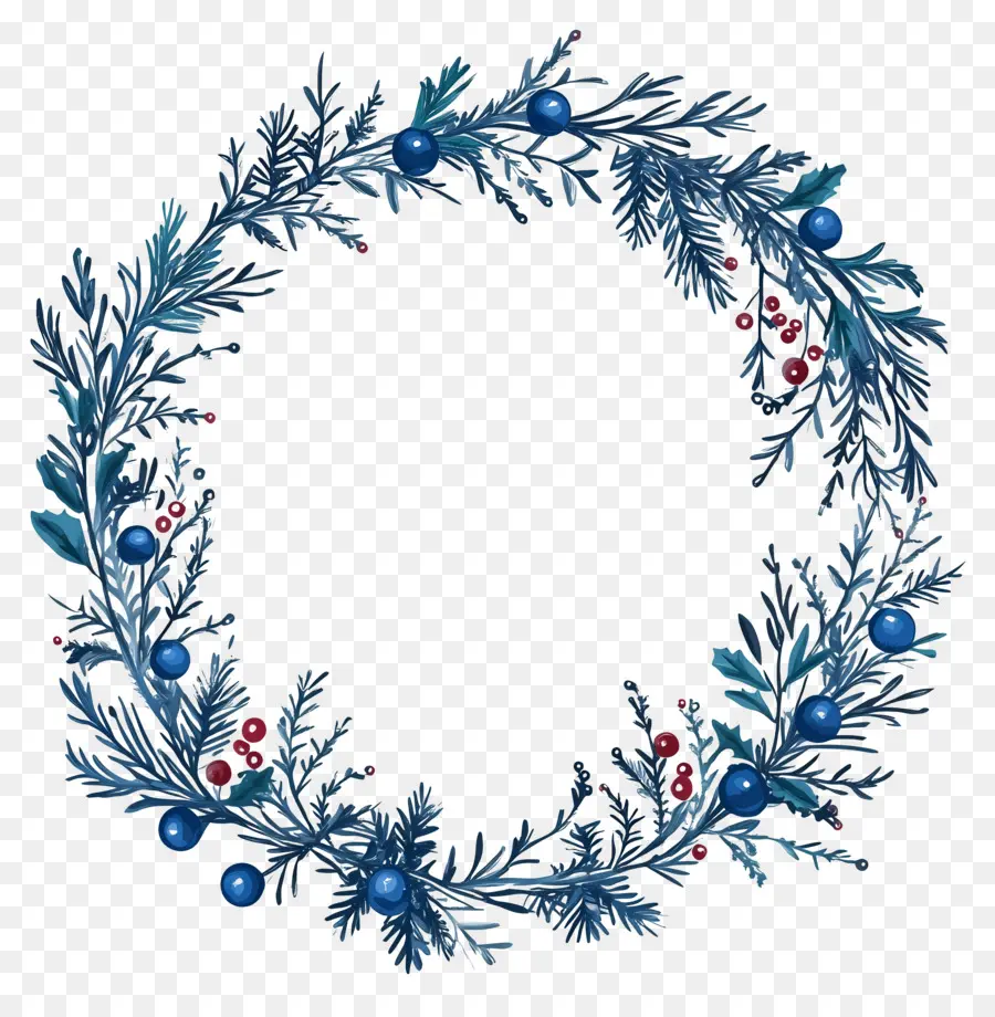 Cadre De Noël Bleu，Couronne Bleue PNG