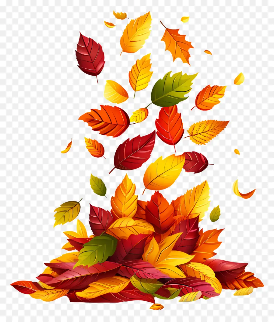 Feuilles Flottantes，Tas De Feuilles D'automne PNG