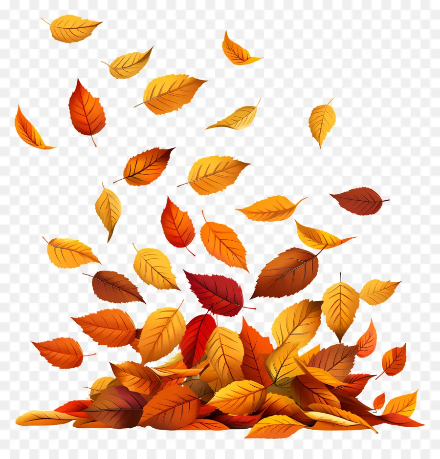 Feuilles Flottantes，Tas De Feuilles D'automne PNG