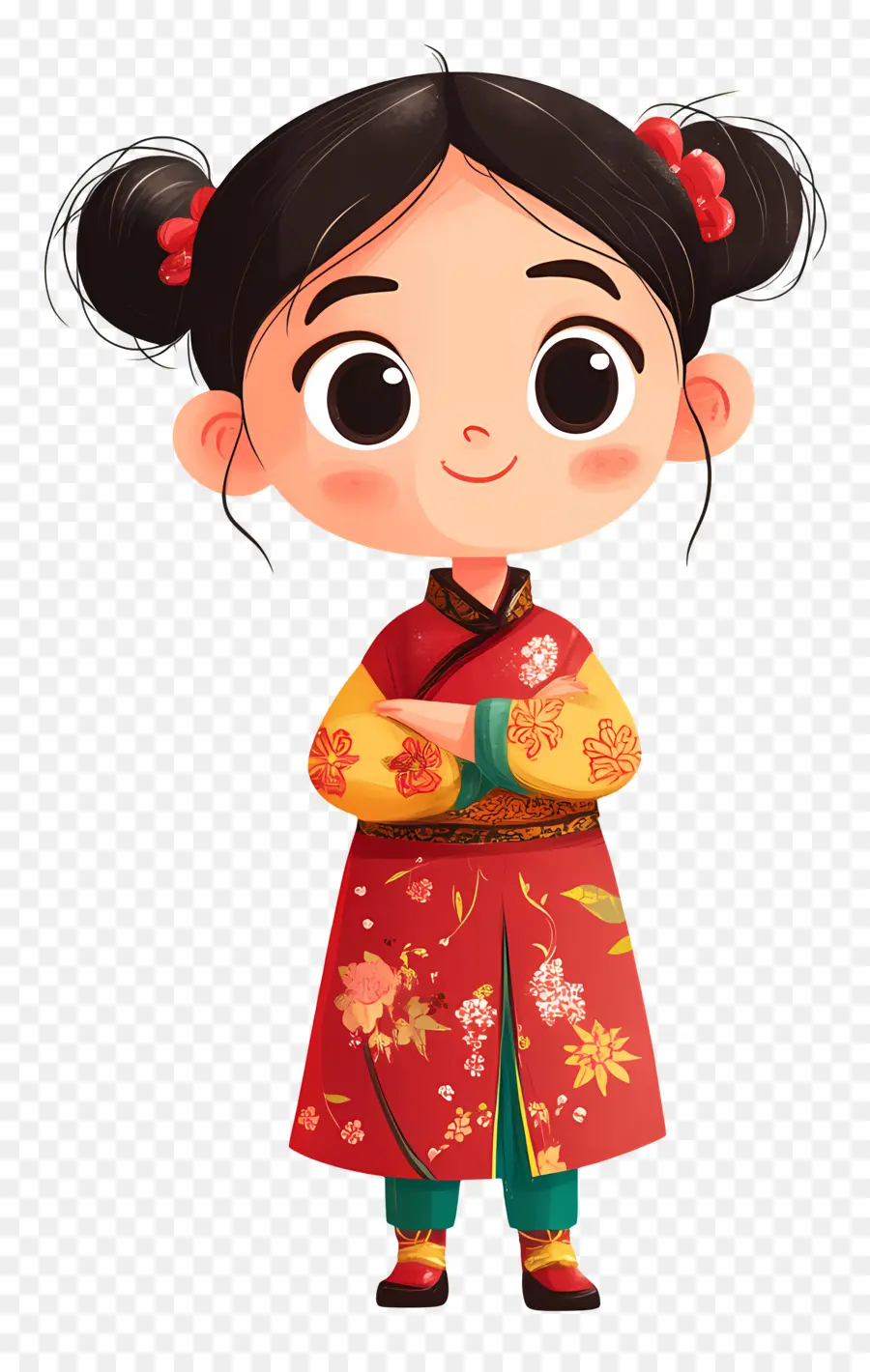 Fête Nationale Chinoise，Fille En Robe à Fleurs PNG