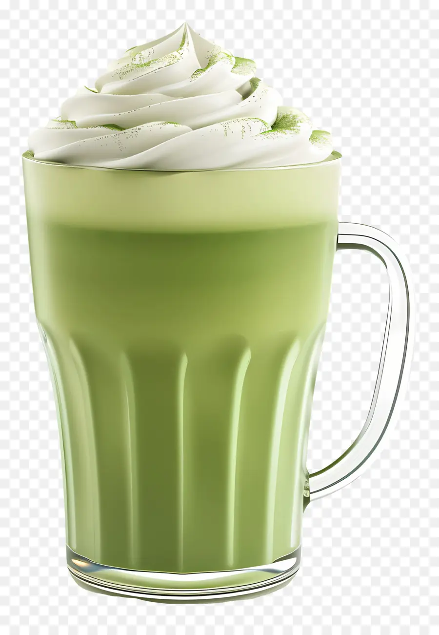 Matcha Latté，Verre Vert à La Crème PNG