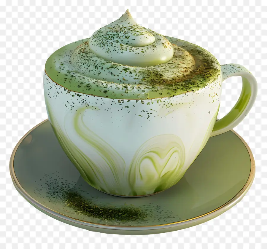 Matcha Latté，Tasse De Thé Vert à La Crème PNG