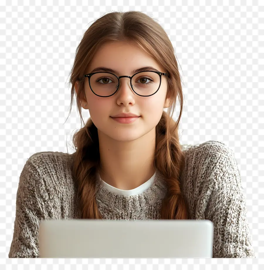 Cours Informatique Fille Étudiant Réel，Femme Avec Ordinateur Portable PNG