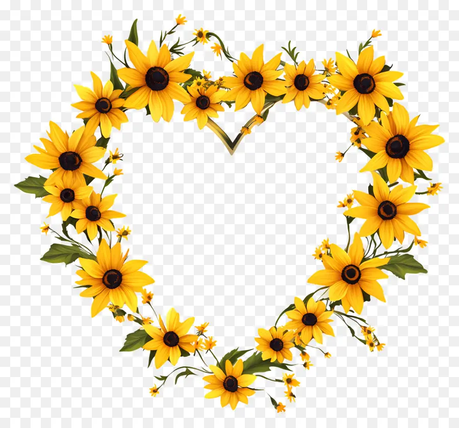 Cadre Coeur，Coeur De Tournesol PNG