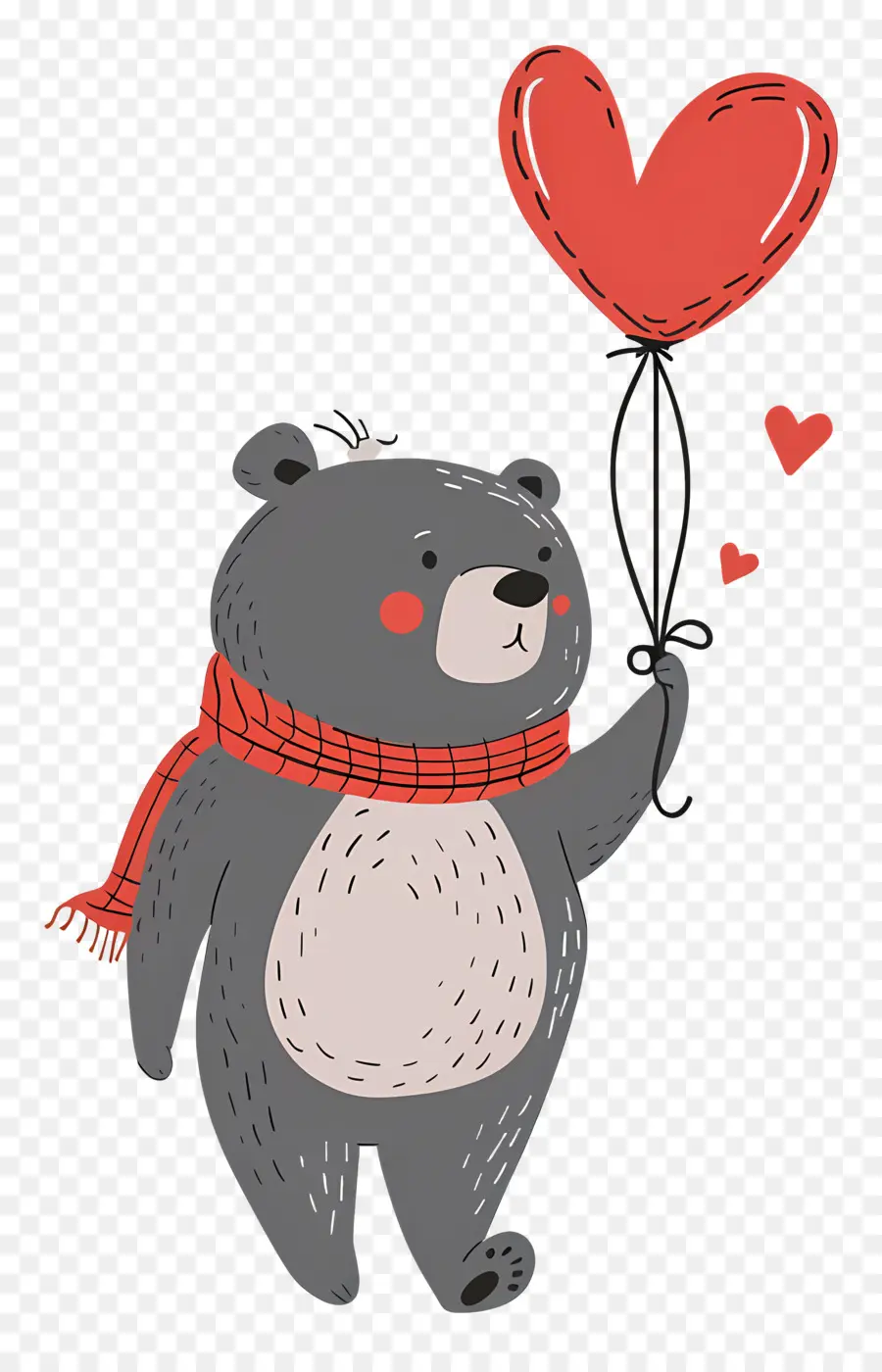 Ours Mignon，Ours Gris Avec Ballon Coeur PNG