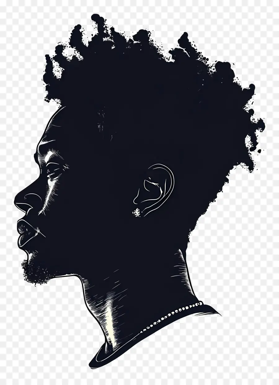 Silhouette De Tête D'homme，Silhouette Avec Afro PNG