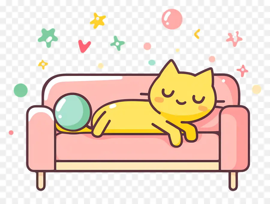 Dessin Animé De Chat，Chat Endormi PNG