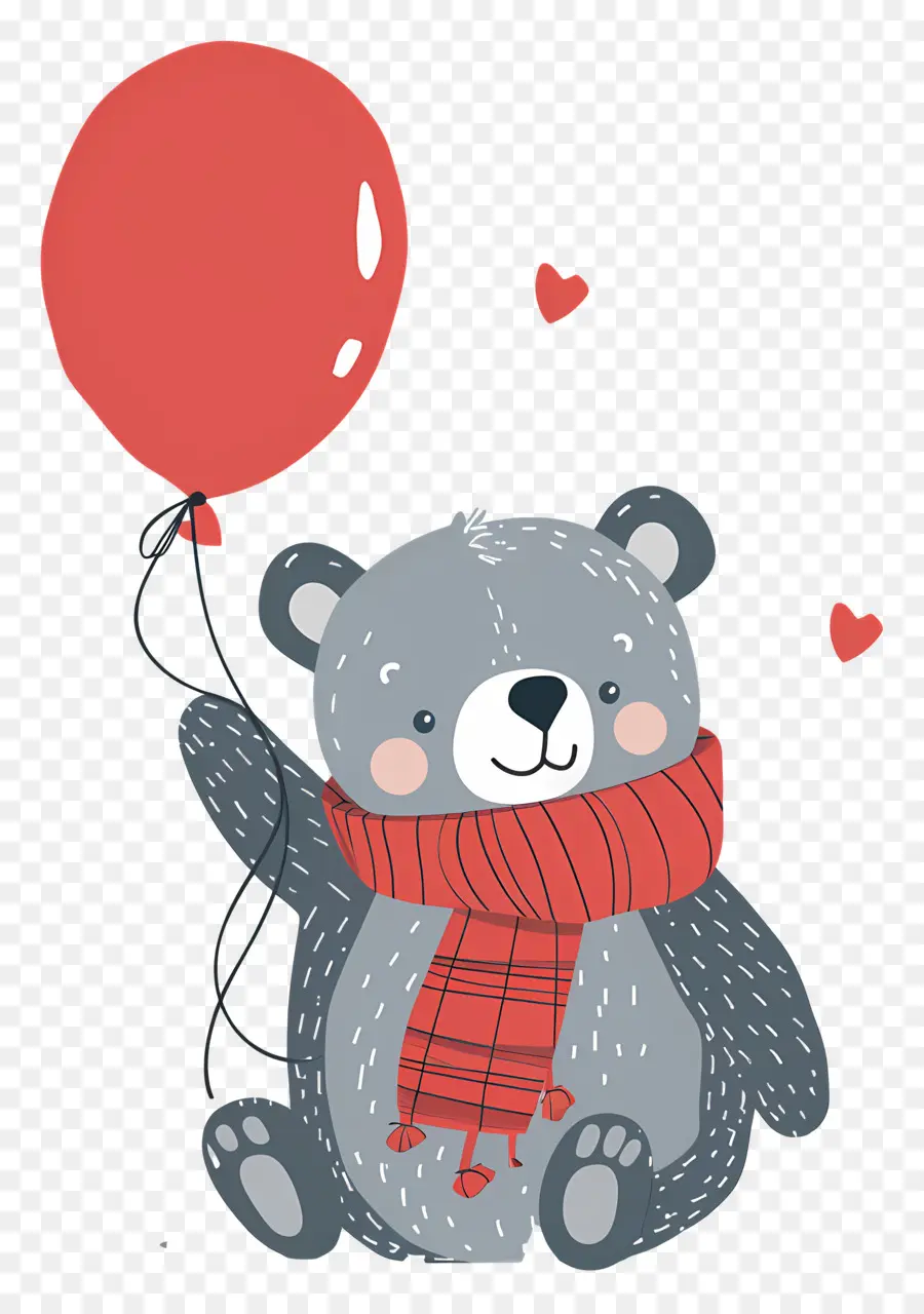 Ours Mignon，Ours Gris Avec Ballon Rouge PNG