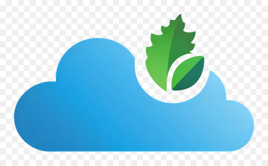 Logo Nuage，Nuage Bleu Avec Feuille Verte PNG