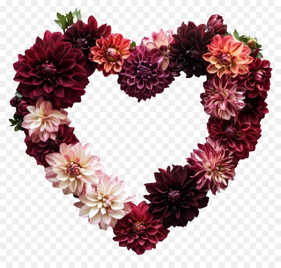 Cadre Coeur，Coeur De Dahlia Foncé PNG