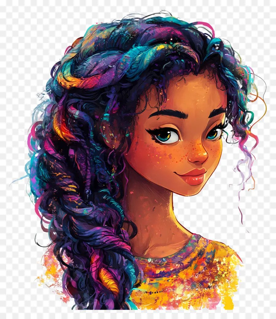 Fille Cheveux，Cheveux Tressés Colorés PNG