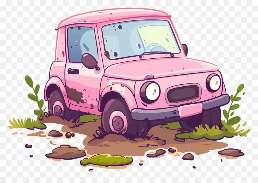 Voiture De Dessin Animé，Voiture Rose PNG