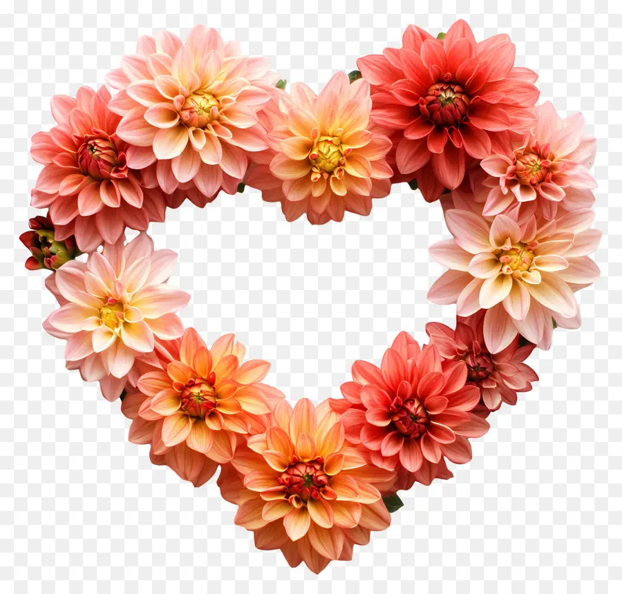 Cadre Coeur，Coeur Dahlia Pêche PNG