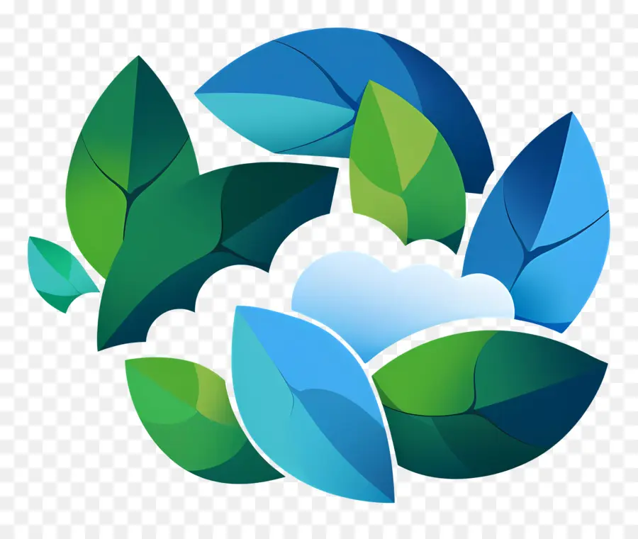 Logo Nuage，Feuilles Entourant Le Nuage PNG