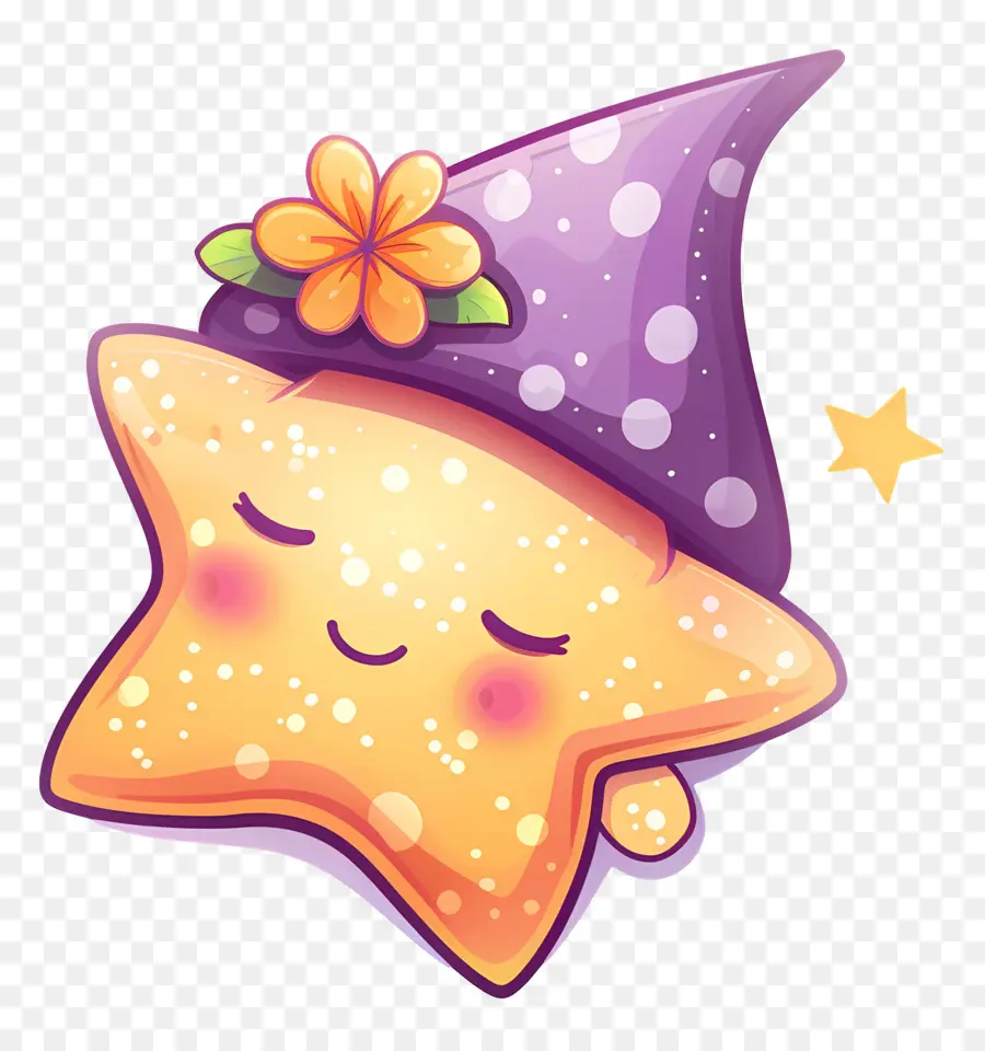 Étoile Kawaii，Étoile Jaune Avec Chapeau PNG