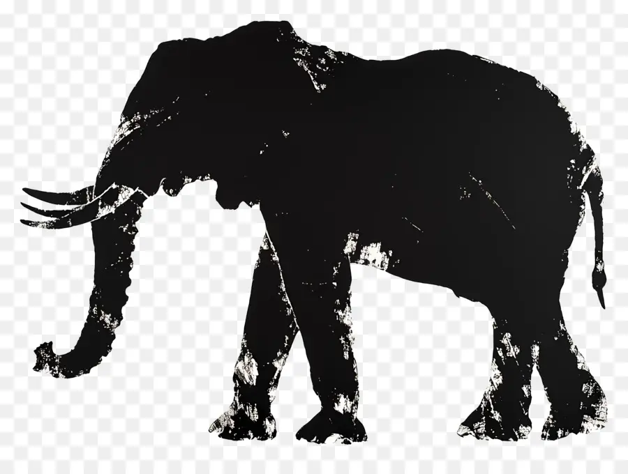 Silhouette D'éléphant，Éléphant Grunge PNG