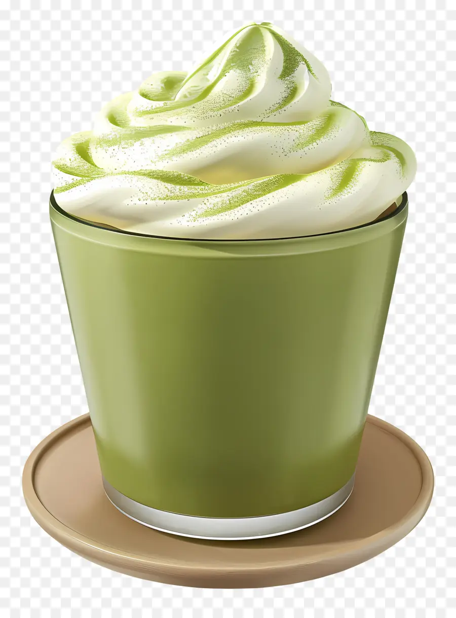 Matcha Latté，Boisson Crémeuse Verte PNG