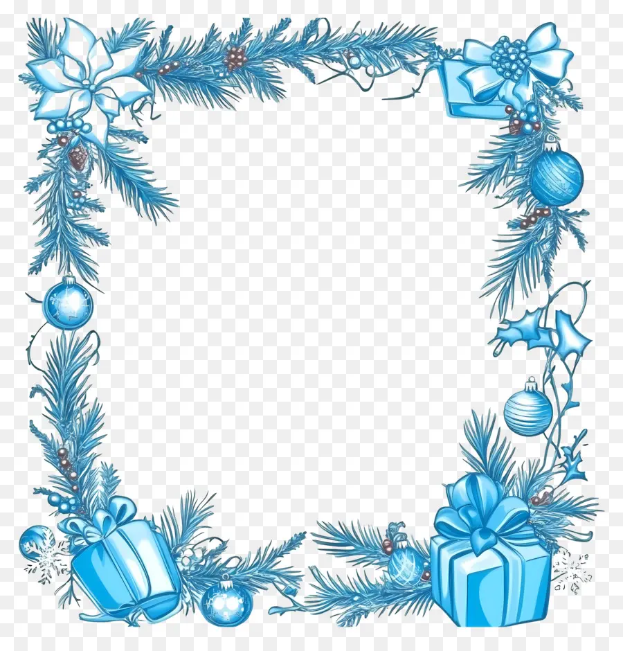 Cadre De Noël Bleu，Cadre D'ornement Bleu PNG