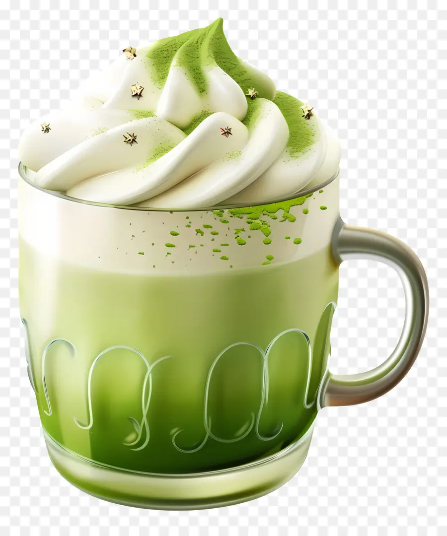 Matcha Latté，Tasse à Matcha Décorative PNG