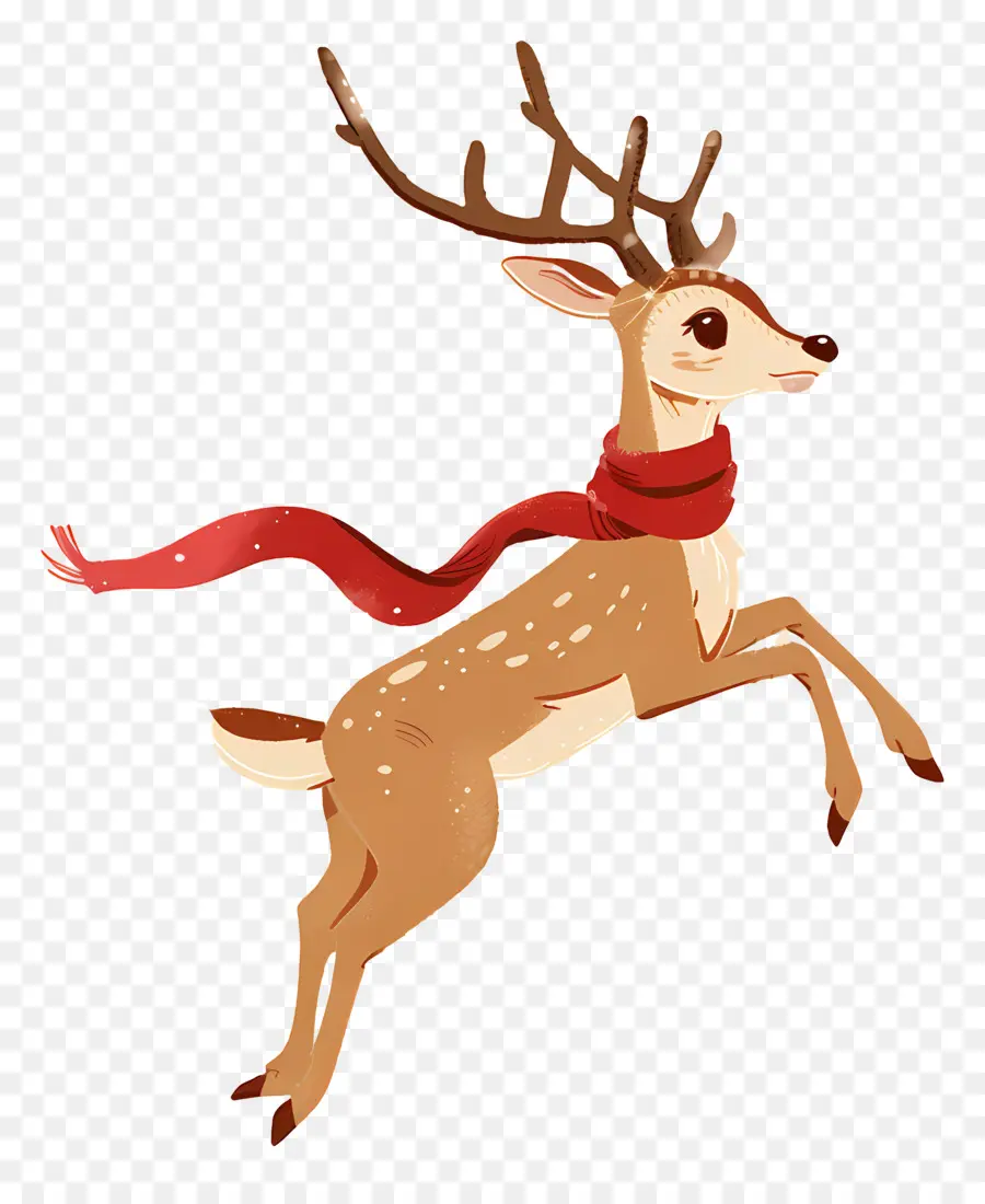 Cerf De Noël，Cerf Avec Ruban Rouge PNG