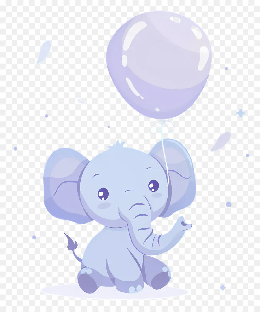 Bébé éléphant，Éléphant Bleu Clair Avec Ballon Violet PNG