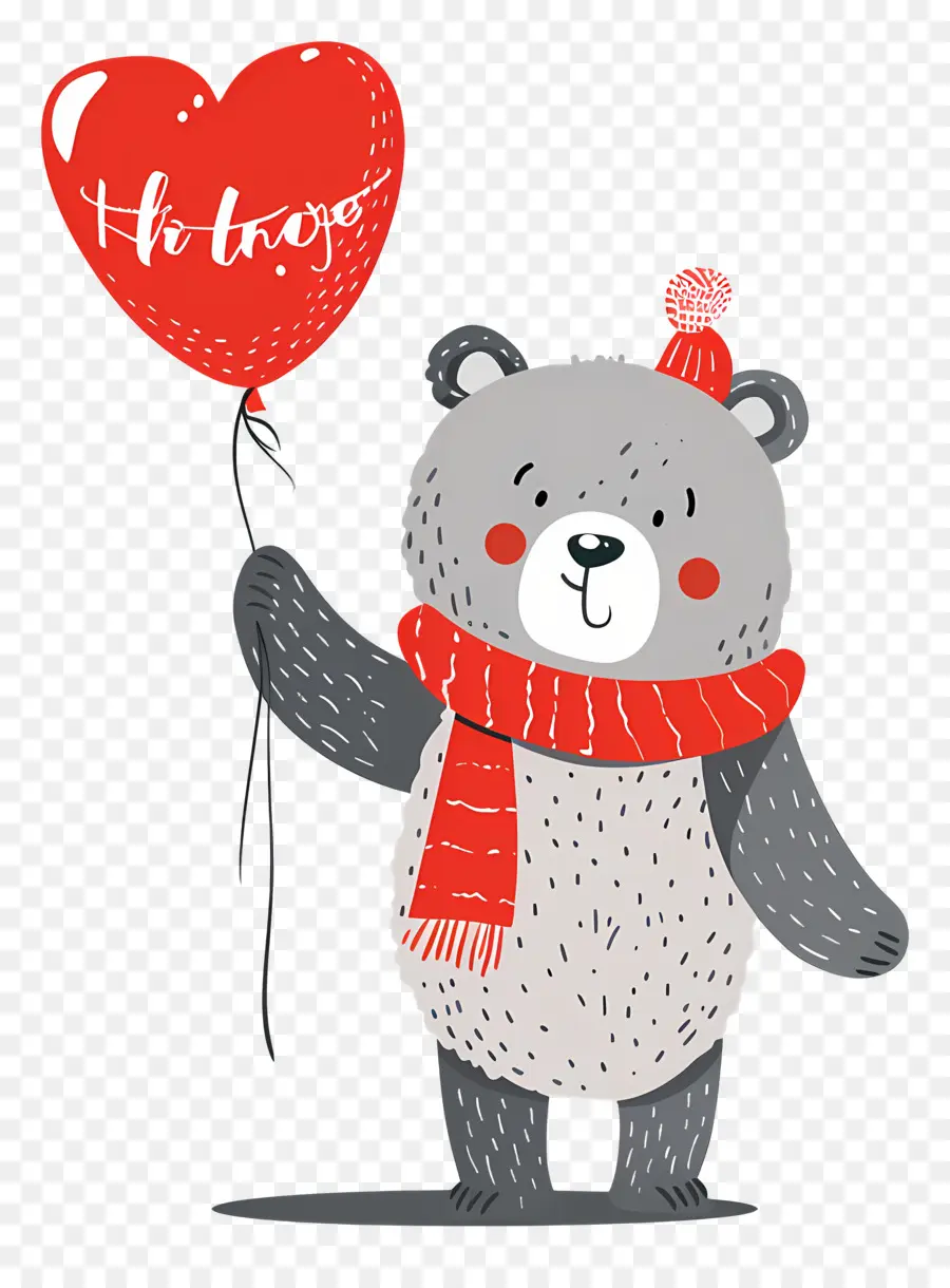 Ours Mignon，Ours Mignon Avec Ballon Coeur PNG