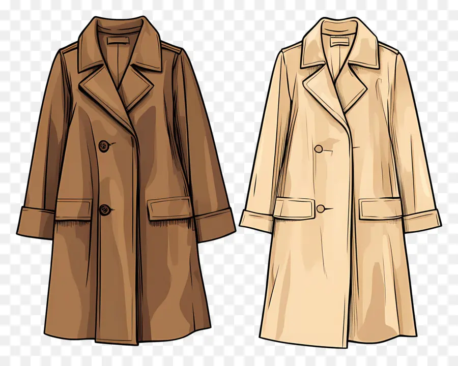 Trench Coat，Manteaux Marron Et Beige PNG