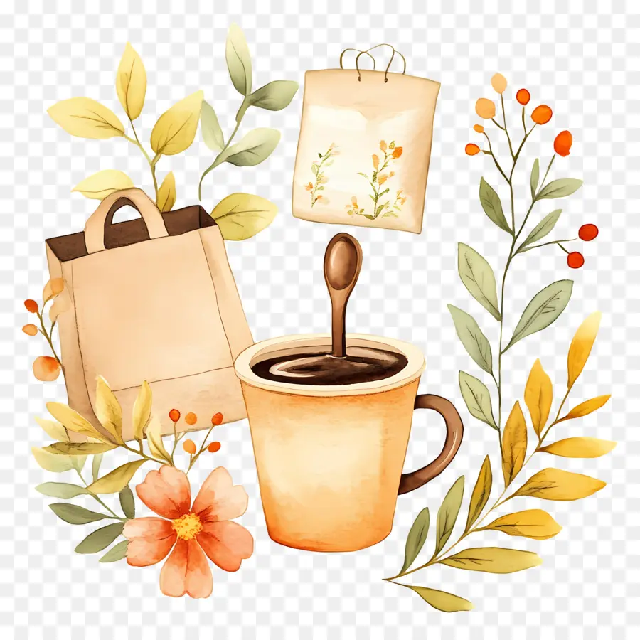 Tasse à Café，Tasse à Café Avec Des Fleurs PNG