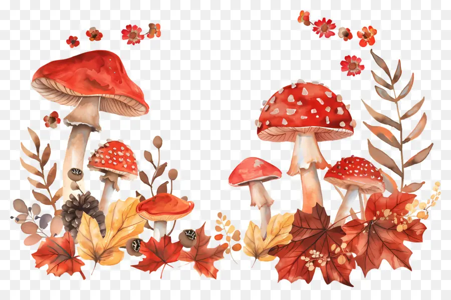 Frontière D'automne，Champignons PNG