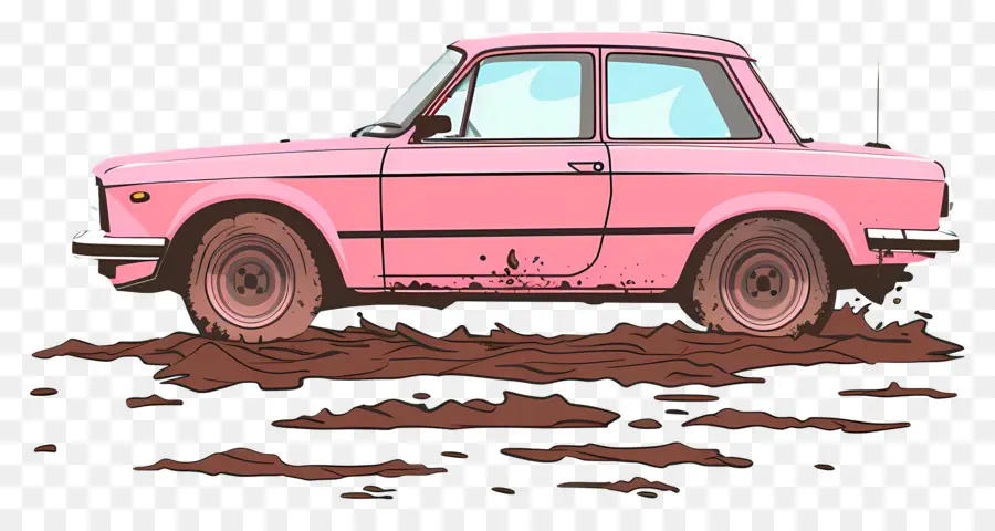 Voiture De Dessin Animé，Voiture Rose PNG