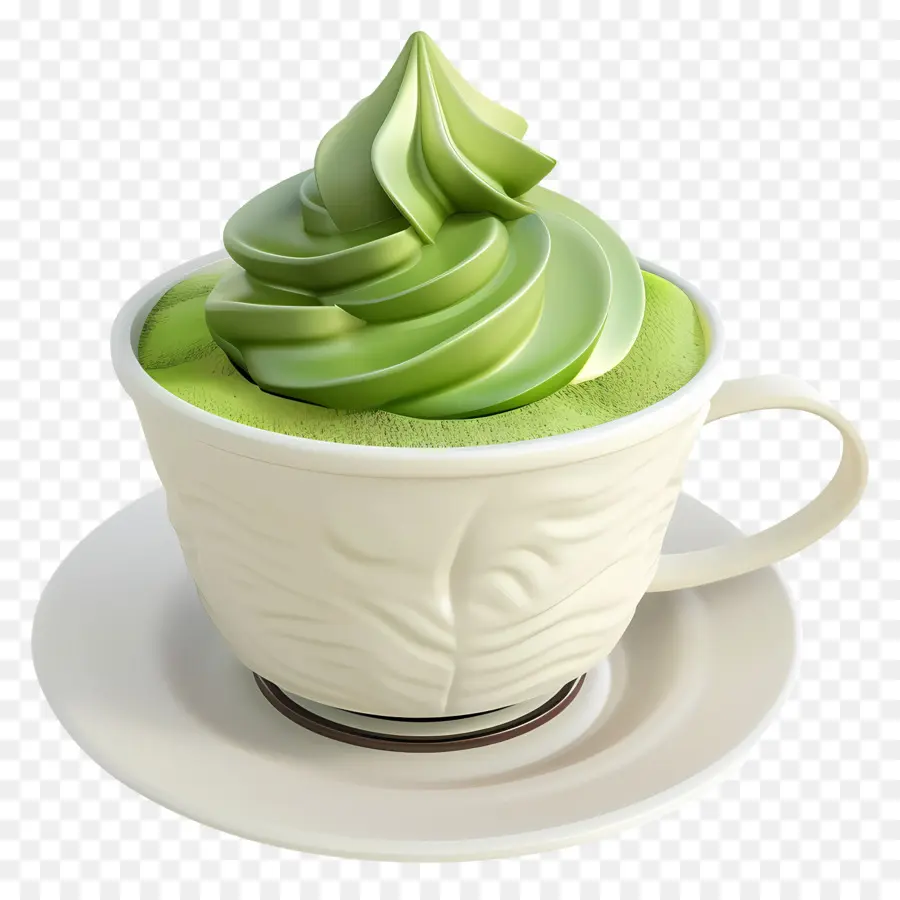 Matcha Latté，Boisson Crémeuse Verte PNG