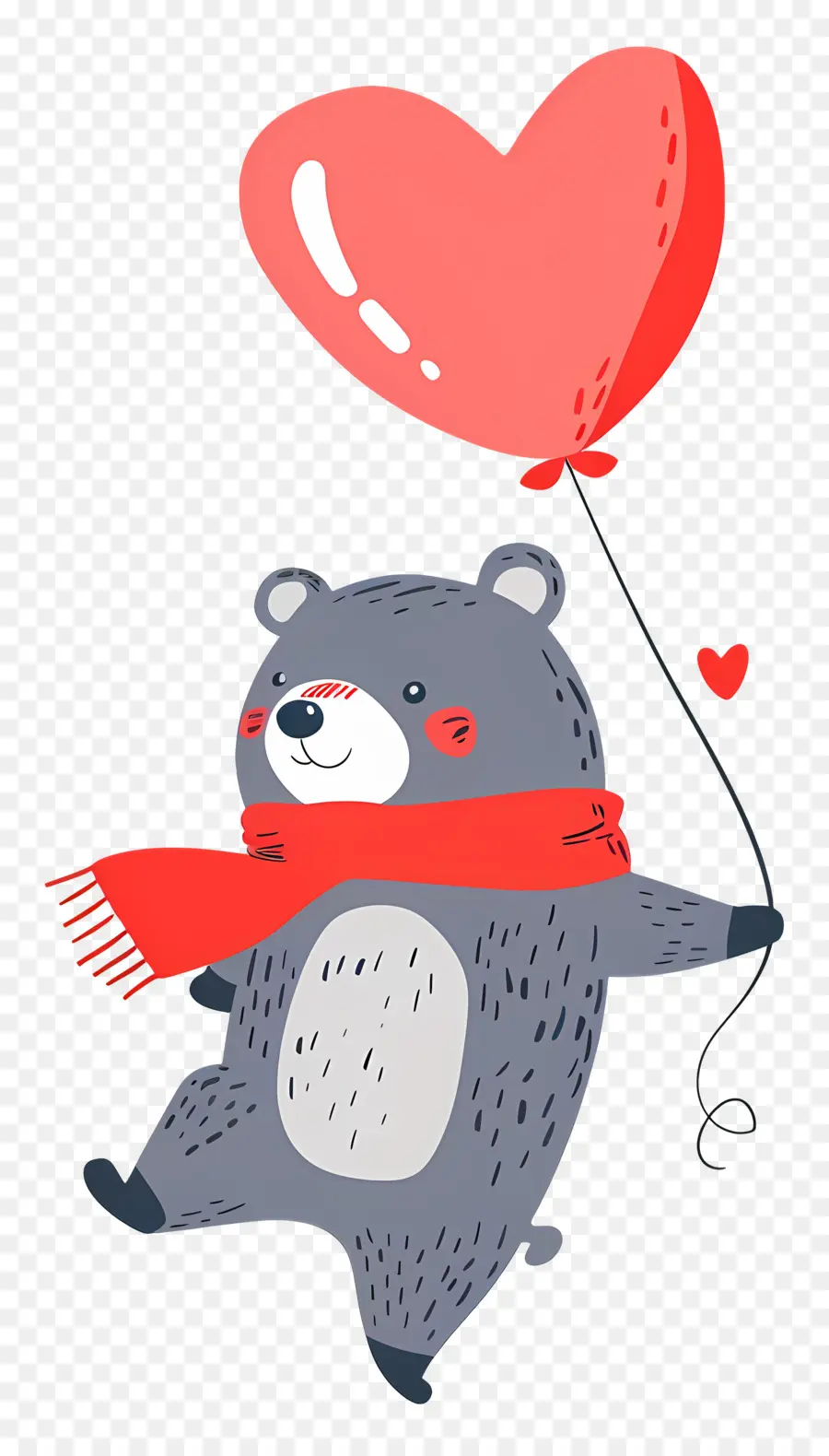 Ours Mignon，Ours Gris Avec Ballon Coeur PNG