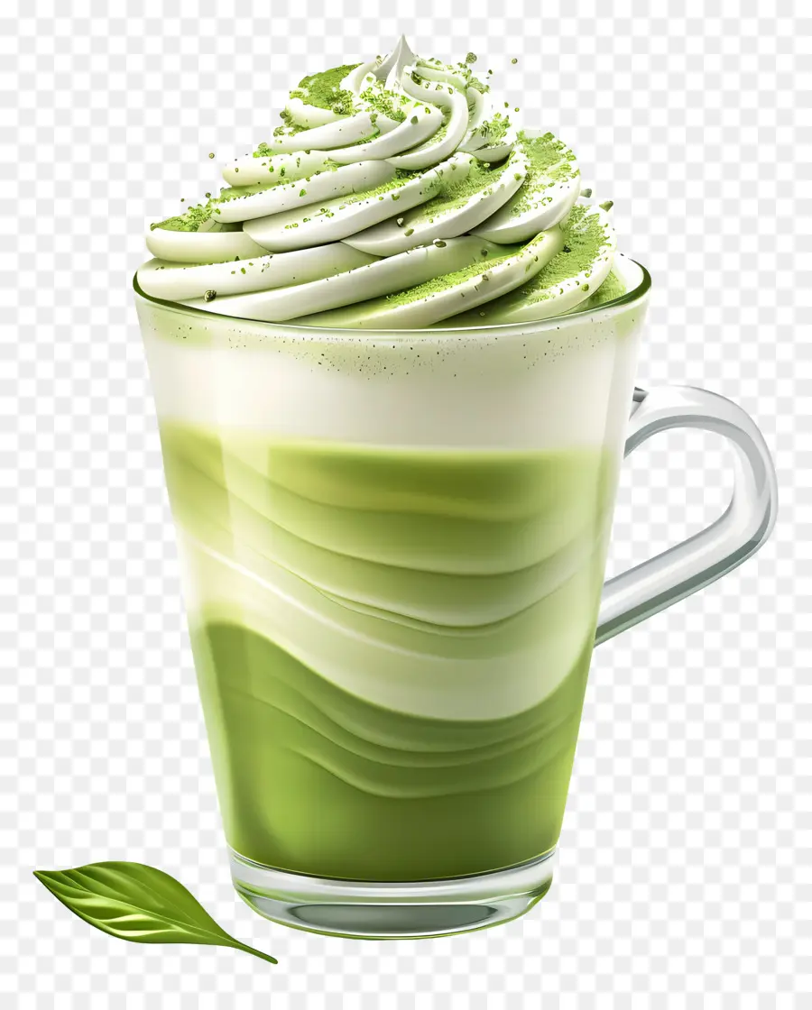 Matcha Latté，Boisson Crémeuse Verte PNG