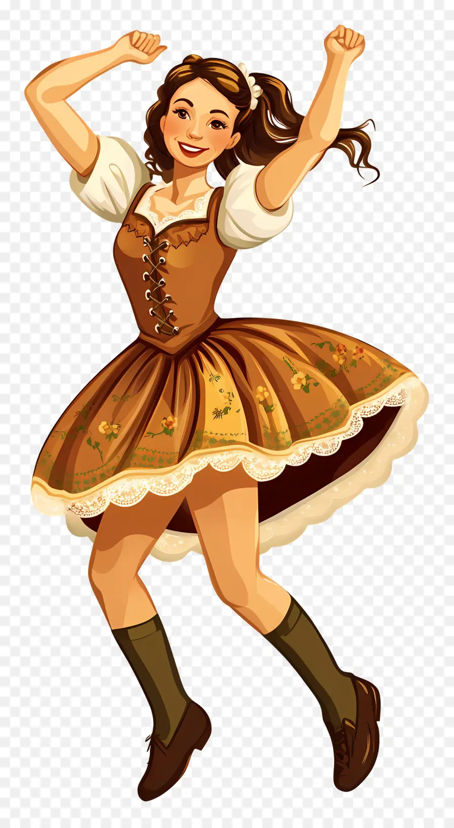 Danseuse De L'oktoberfest，Femme Dansante En Costume Traditionnel PNG