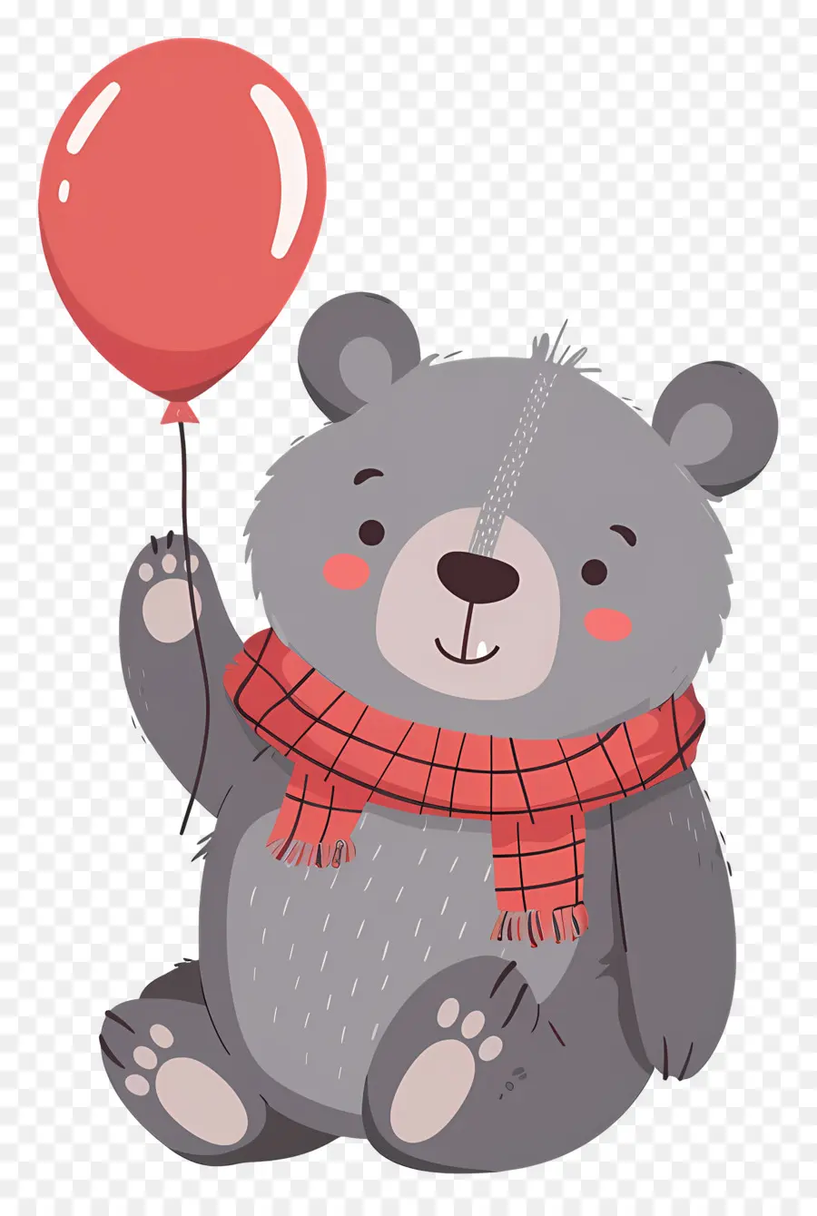 Ours Mignon，Ours Gris Avec Ballon Rouge PNG