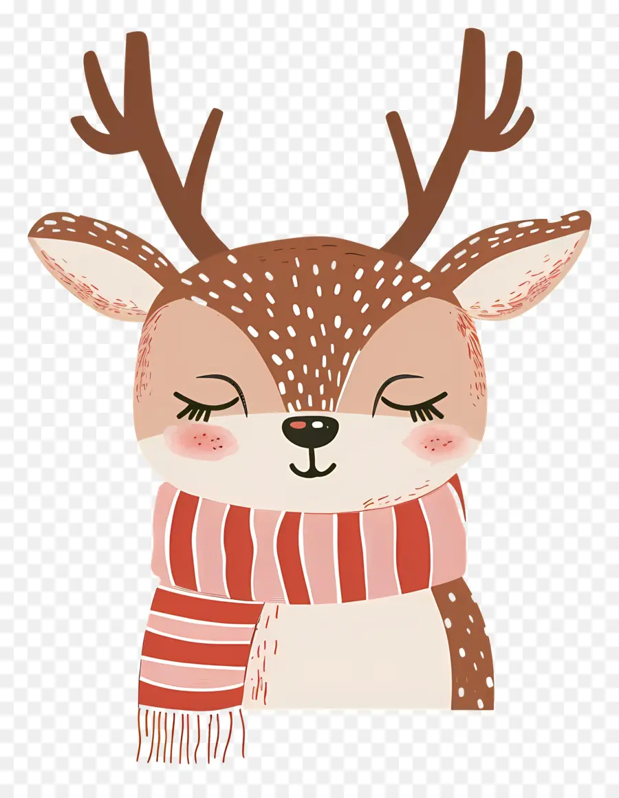 Cerf De Noël，Renne Mignon Avec écharpe PNG