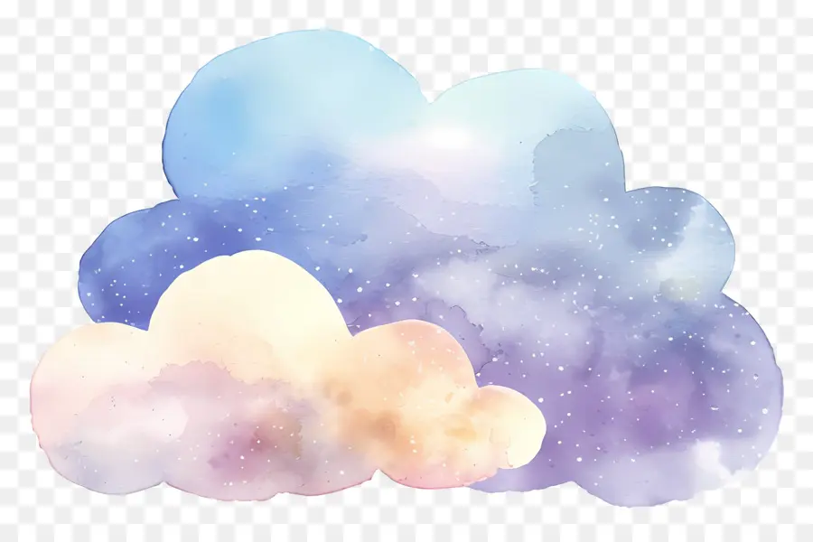 Nuage Aquarelle，Nuage Bleu PNG