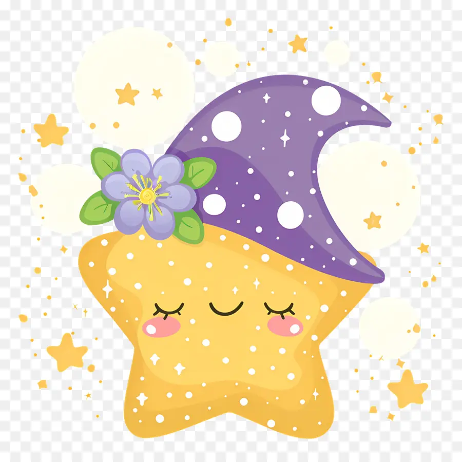 Étoile Kawaii，Étoile Jaune Avec Chapeau PNG